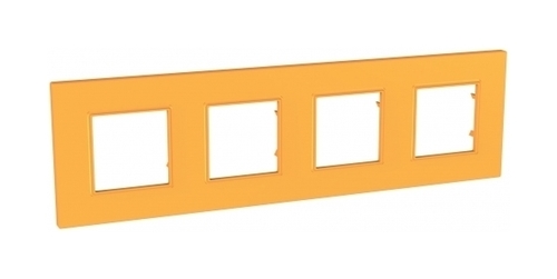 Рамка 4 поста Schneider Electric UNICA QUADRO, оранжевый