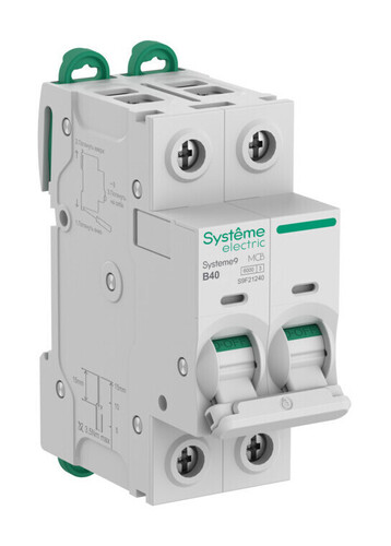 Автоматический выключатель Systeme9, 2полюса, 40А, B, 6кA