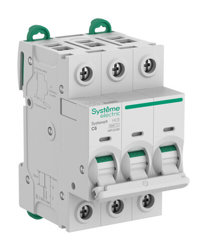 Автоматический выключатель Systeme9, 3полюса, 6А, C, 6кA