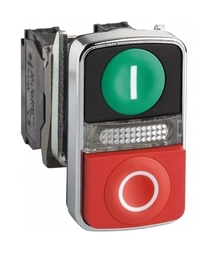 Кнопка двойная Harmony 22 мм, 240В, IP66, Красный + зеленый