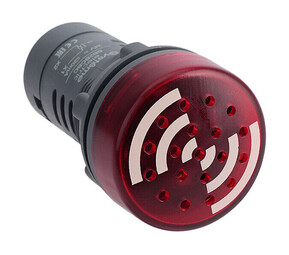Зуммер с подсветкой красный 220В AC прерывестый звук